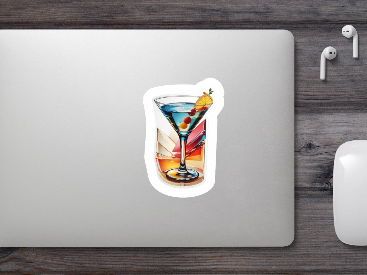 Set 3 bucati, Sticker decorativ, Cocktail dry martini, Rezistent la apa, NO494, 6 cm, Multicolor