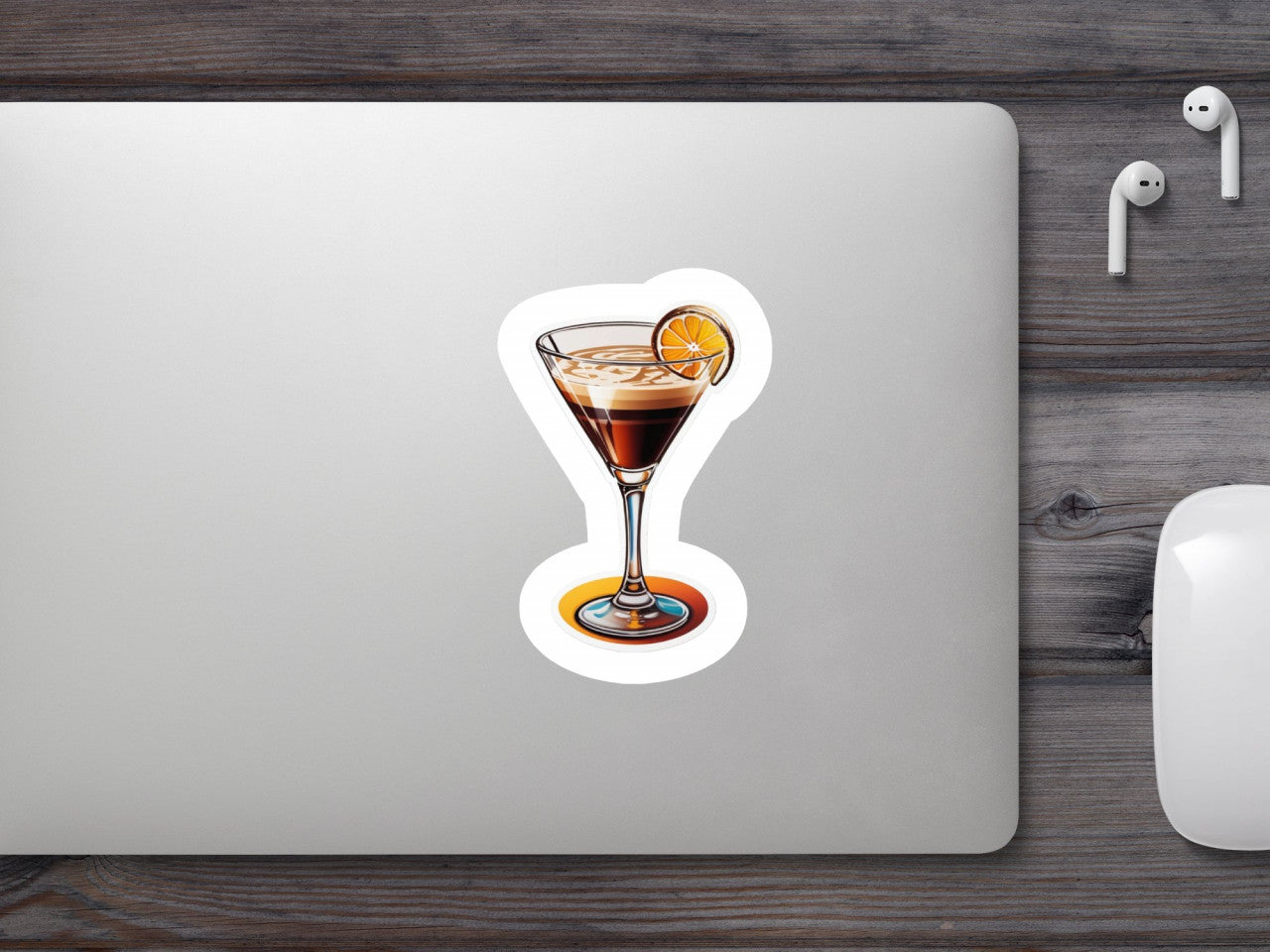 Set 3 bucati, Sticker decorativ, Cocktail espresso martini cu felie de lamaie, Rezistent la apa, NO525, 6 cm, Multicolor