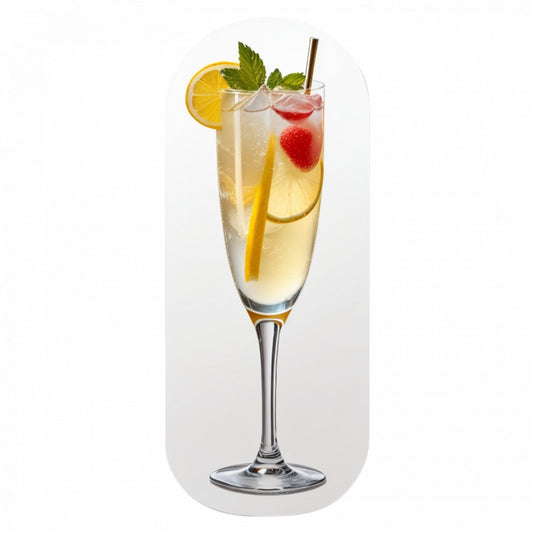 Set 3 bucati, Sticker decorativ, Cocktail frantuzesc cu capsune si menta, Rezistent la apa, NO578, 6 cm, Multicolor