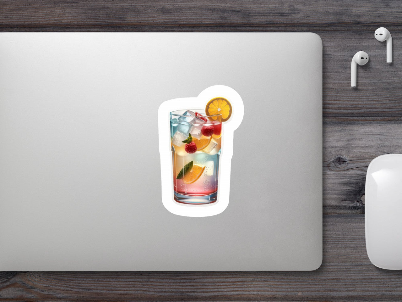 Set 3 bucati, Sticker decorativ, Cocktail gin fizz, Rezistent la apa, NO628, 6 cm, Multicolor