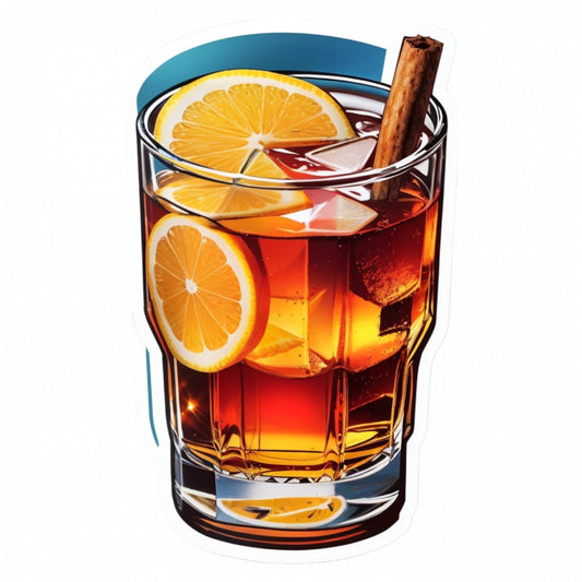 Set 3 bucati, Sticker decorativ, Cocktail hot toddy cu portocala si scortisoara, Rezistent la apa, NO723, 6 cm, Multicolor