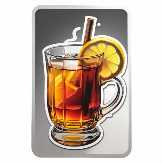 Set 3 bucati, Sticker decorativ, Cocktail hot toddy, Rezistent la apa, NO721, 6 cm, Multicolor