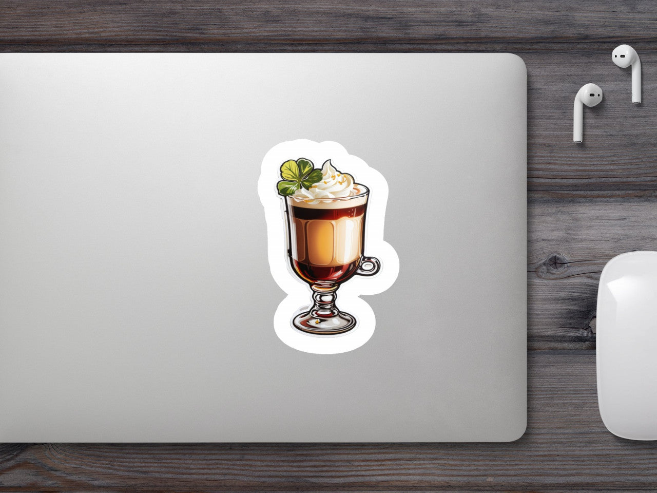 Set 3 bucati, Sticker decorativ, Cocktail irish coffee cu frisca, Rezistent la apa, NO737, 6 cm, Multicolor
