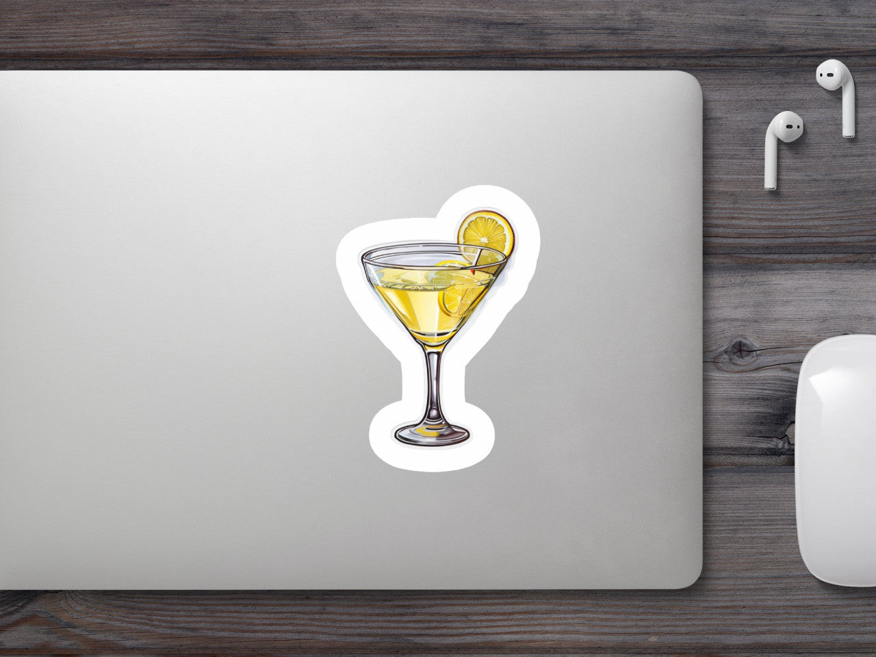 Set 3 bucati, Sticker decorativ, Cocktail lemon drop martini cu lamaie, Rezistent la apa, NO787, 6 cm, Multicolor