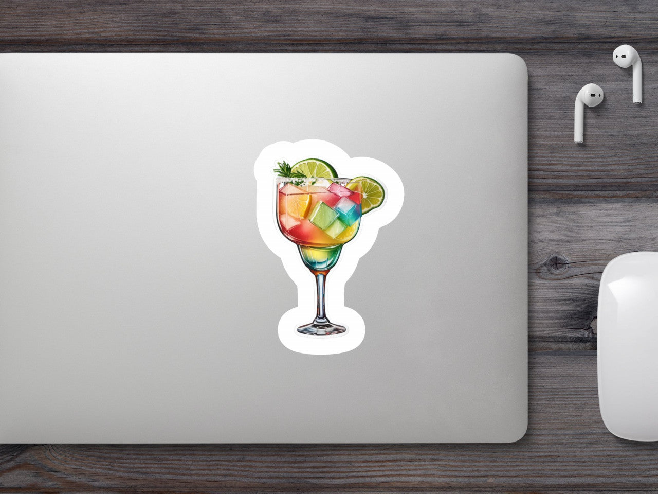 Set 3 bucati, Sticker decorativ, Cocktail Margarita cu lime si gheata, Rezistent la apa, NO872, 6 cm, Multicolor