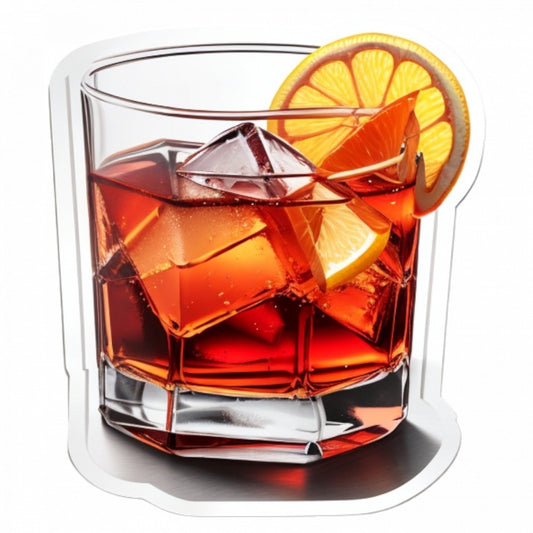Set 3 bucati, Sticker decorativ, Cocktail negroni, Rezistent la apa, NO941, 6 cm, Multicolor