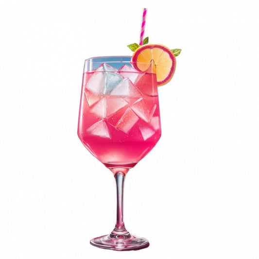 Set 3 bucati, Sticker decorativ, Cocktail pink lady, pahar cu pai, Rezistent la apa, NO1062, 6 cm, Multicolor