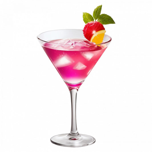 Set 3 bucati, Sticker decorativ, Cocktail pink martini cu capsuna si menta, Rezistent la apa, NO1065, 6 cm, Multicolor