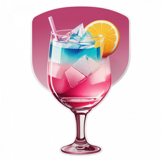Set 3 bucati, Sticker decorativ, Cocktail pink martini cu gheata, Rezistent la apa, NO1066, 6 cm, Multicolor