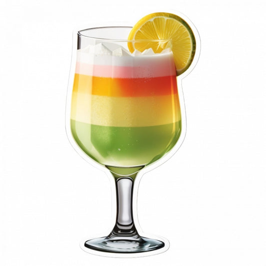 Set 3 bucati, Sticker decorativ, Cocktail Pisco sour, Rezistent la apa, NO1074, 6 cm, Multicolor