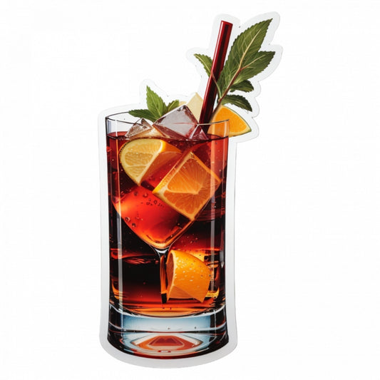 Set 3 bucati, Sticker decorativ, Cocktail Rob Roy cu gheata si menta, Rezistent la apa, NO1134, 6 cm, Multicolor