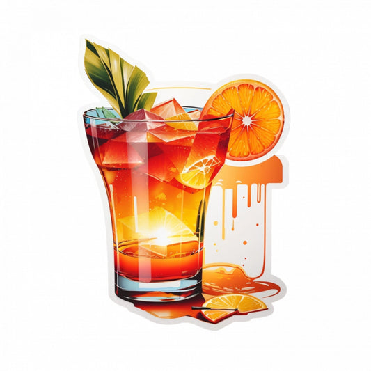 Set 3 bucati, Sticker decorativ, Cocktail Tequila sunrise, Rezistent la apa, NO1292, 6 cm, Multicolor