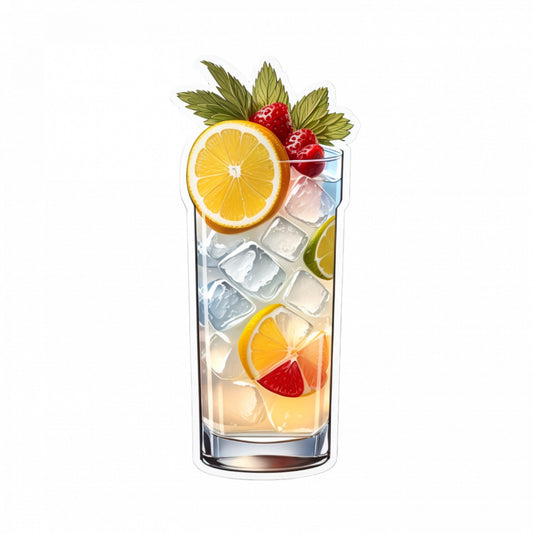 Set 3 bucati, Sticker decorativ, Cocktail Tom Collins, Rezistent la apa, NO1306, 6 cm, Multicolor