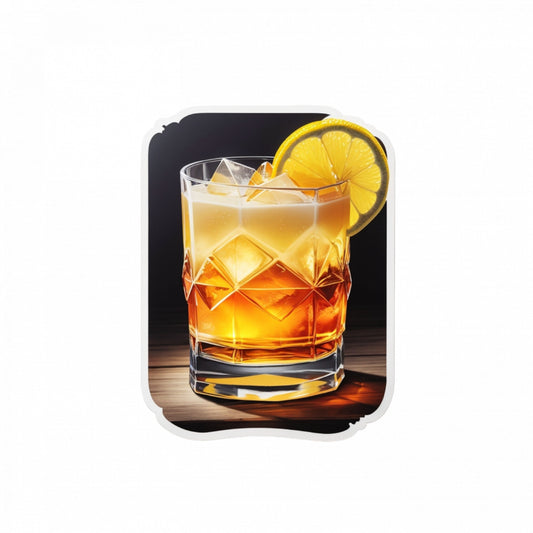 Set 3 bucati, Sticker decorativ, Cocktail whisky sour cu gheata, Rezistent la apa, NO1375, 6 cm, Multicolor