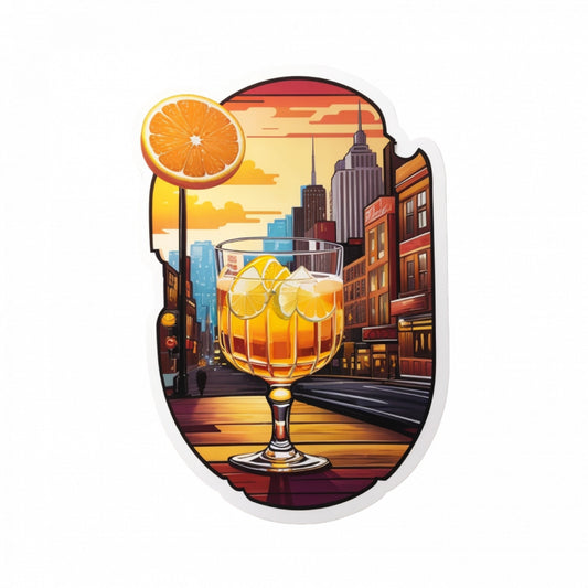 Set 3 bucati, Sticker decorativ, Cocktail whisky sour pe seara, Rezistent la apa, NO1376, 6 cm, Multicolor