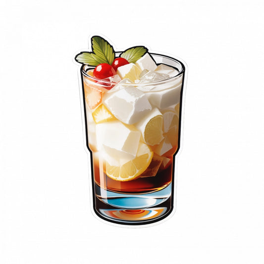 Set 3 bucati, Sticker decorativ, Cocktail white russian cu cirese, Rezistent la apa, NO1379, 6 cm, Multicolor