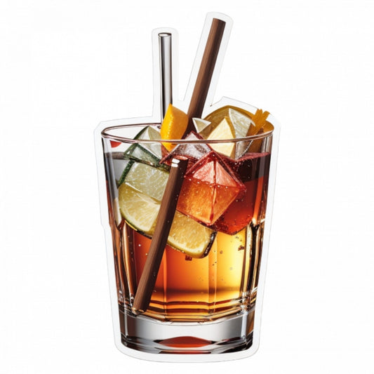Set 3 bucati, Sticker decorativ, Coctail Rusty nail cu gheata, Rezistent la apa, NO1161, 6 cm, Multicolor