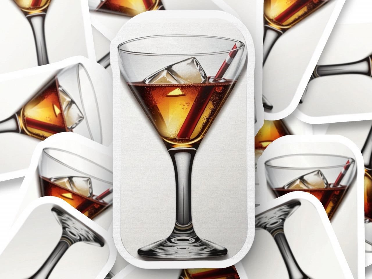 Set 3 bucati, Sticker decorativ, Coctail Rusty nail, Rezistent la apa, NO1160, 6 cm, Multicolor