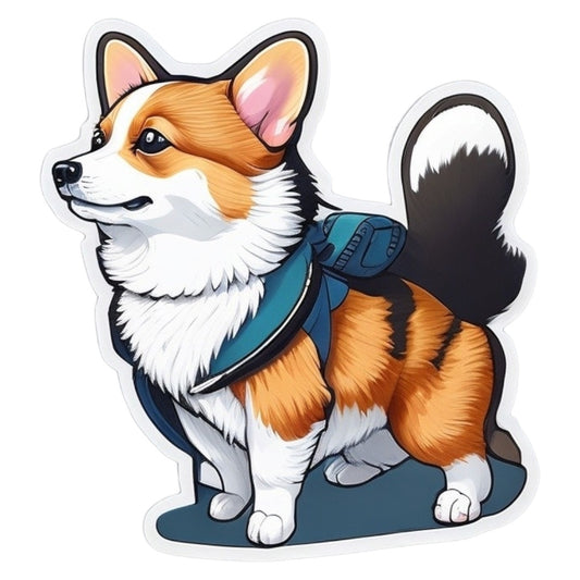 Set 3 bucati, Sticker decorativ, Corgi cu guler, Rezistent la apa, NO2334, 6 cm, Multicolor