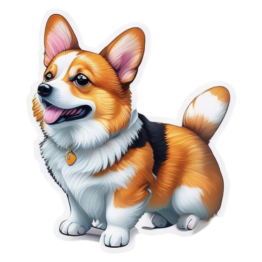 Set 3 bucati, Sticker decorativ, Corgi profil, Rezistent la apa, NO2333, 6 cm, Multicolor