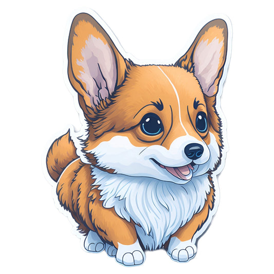 Set 3 bucati, Sticker decorativ, Corgi vesel, Rezistent la apa, NO1875, 6 cm, Multicolor