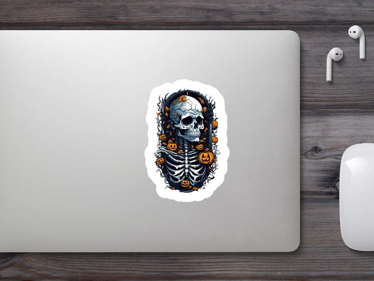 Set 3 bucati, Sticker decorativ, Craniu cu schelet halloween, Rezistent la apa, NO1738, 6 cm, Multicolor