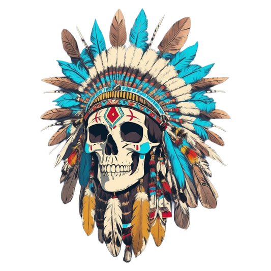 Set 3 bucati, Sticker decorativ, Craniu indianul talpa iute, Rezistent la apa, NO1597, 6 cm, Multicolor