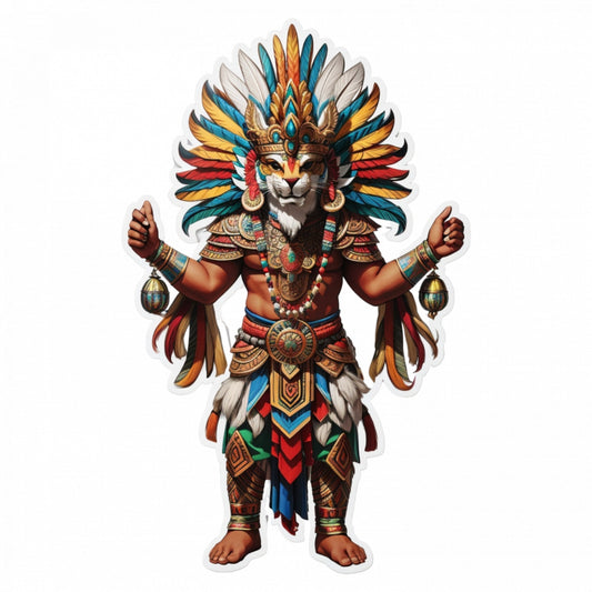 Set 3 bucati, Sticker decorativ, Creatura mitologica Cipactli cu costum, Rezistent la apa, NO385, 6 cm, Multicolor