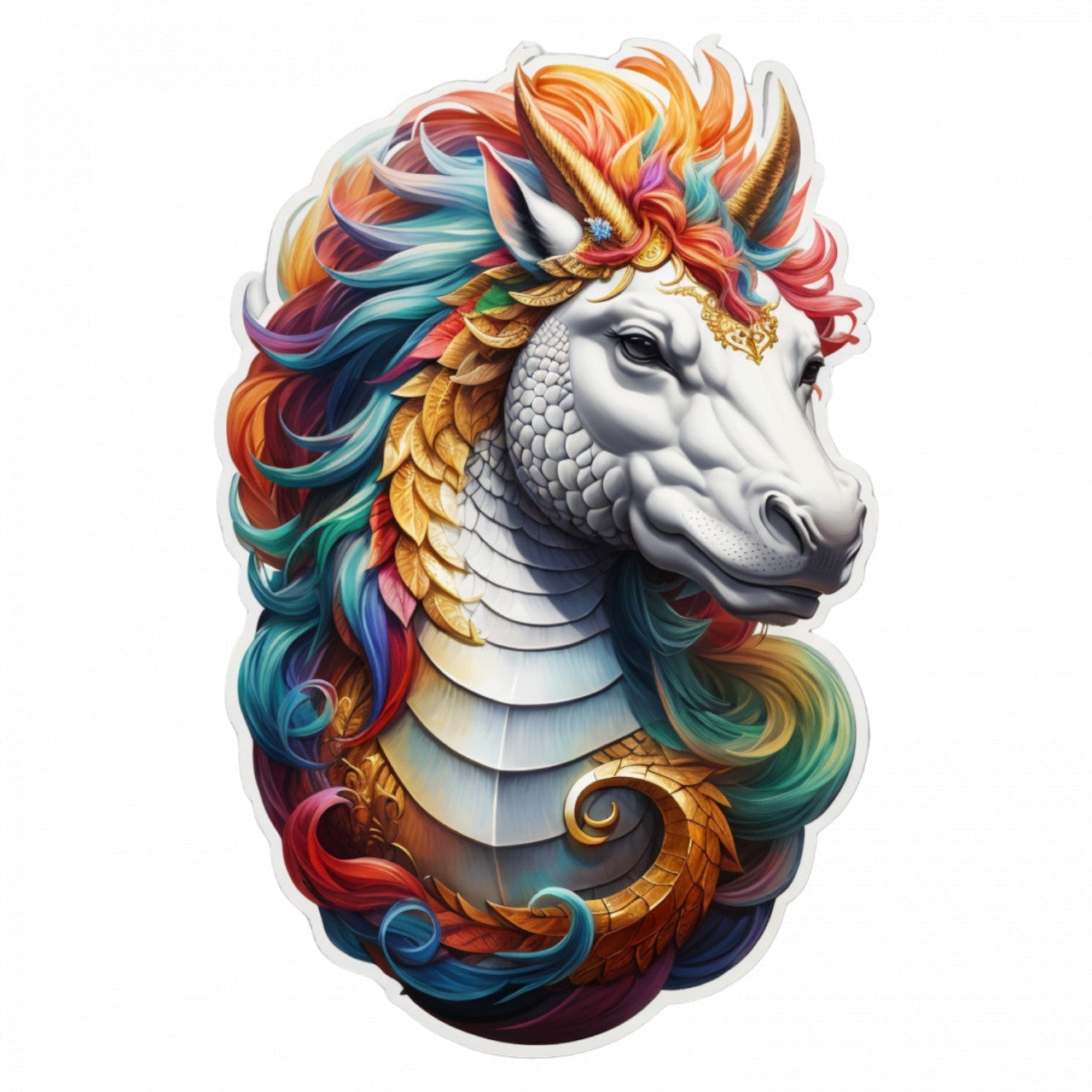 Set 3 bucati, Sticker decorativ, Creatura mitologica Hippocampus, Rezistent la apa, NO699, 6 cm, Multicolor