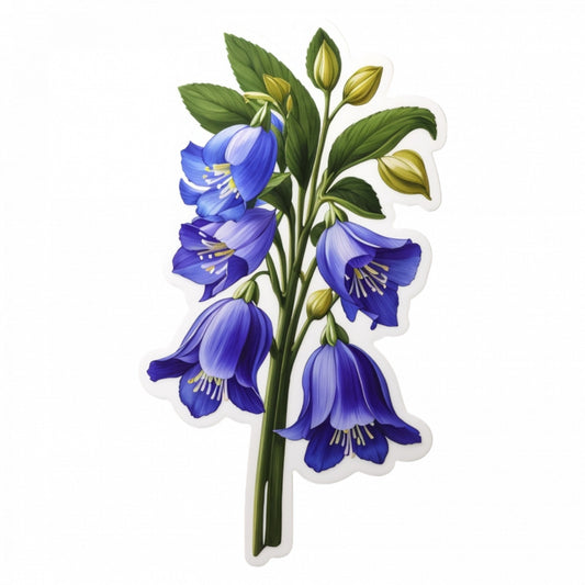 Set 3 bucati, Sticker decorativ, Crenguta de flori bluebell, Rezistent la apa, NO4, 6 cm, Multicolor