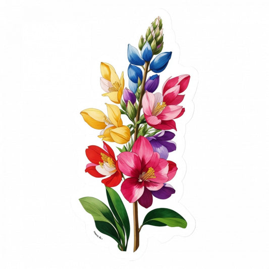 Set 3 bucati, Sticker decorativ, Crenguta de lupin, Rezistent la apa, NO833, 6 cm, Multicolor