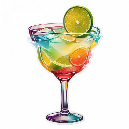 Set 3 bucati, Sticker decorativ, Cupa de cocktail Margarita, Rezistent la apa, NO871, 6 cm, Multicolor
