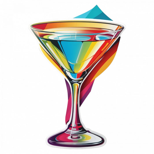 Set 3 bucati, Sticker decorativ, Cupa de cocktail martini, Rezistent la apa, NO881, 6 cm, Multicolor