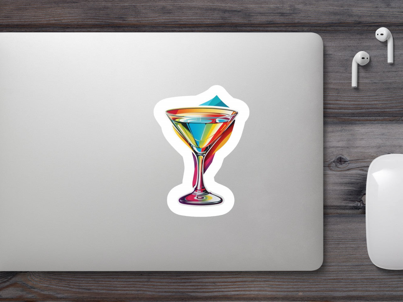 Set 3 bucati, Sticker decorativ, Cupa de cocktail martini, Rezistent la apa, NO881, 6 cm, Multicolor