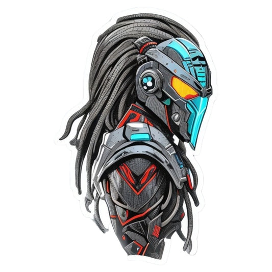 Set 3 bucati, Sticker decorativ, Cyber Predator cu plete, Rezistent la apa, NO2034, 6 cm, Multicolor