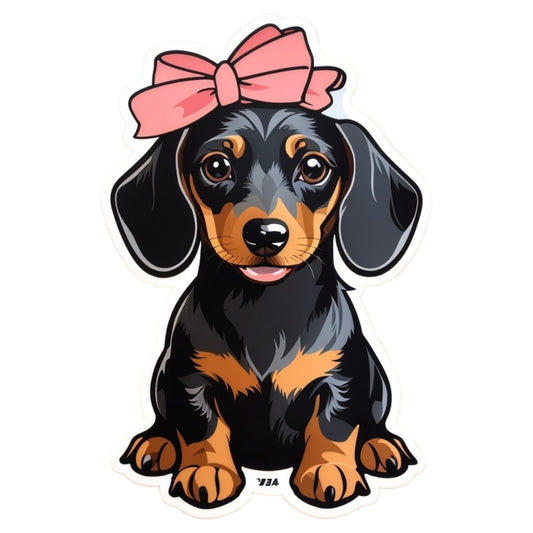 Set 3 bucati, Sticker decorativ, Dachshud cu funda pe cap, Rezistent la apa, NO2035, 6 cm, Multicolor