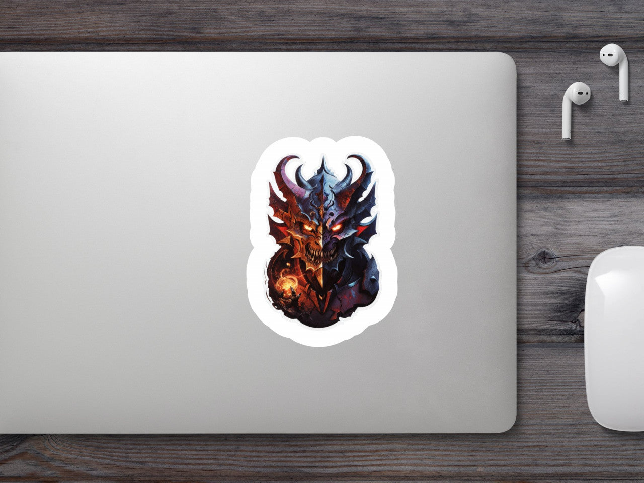Set 3 bucati, Sticker decorativ, Demon Ahriman cu ochi in flacari , Rezistent la apa, NO229, 6 cm, Multicolor
