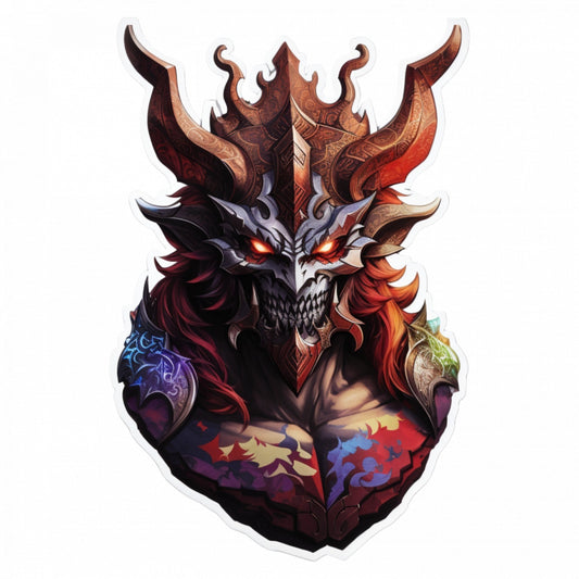 Set 3 bucati, Sticker decorativ, Demon Forneus cu coarne, Rezistent la apa, NO561, 6 cm, Multicolor