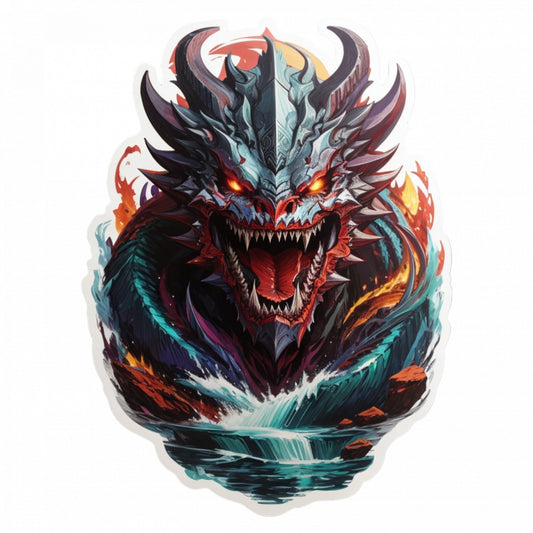 Set 3 bucati, Sticker decorativ, Demon Leviathan fioros, Rezistent la apa, NO798, 6 cm, Multicolor