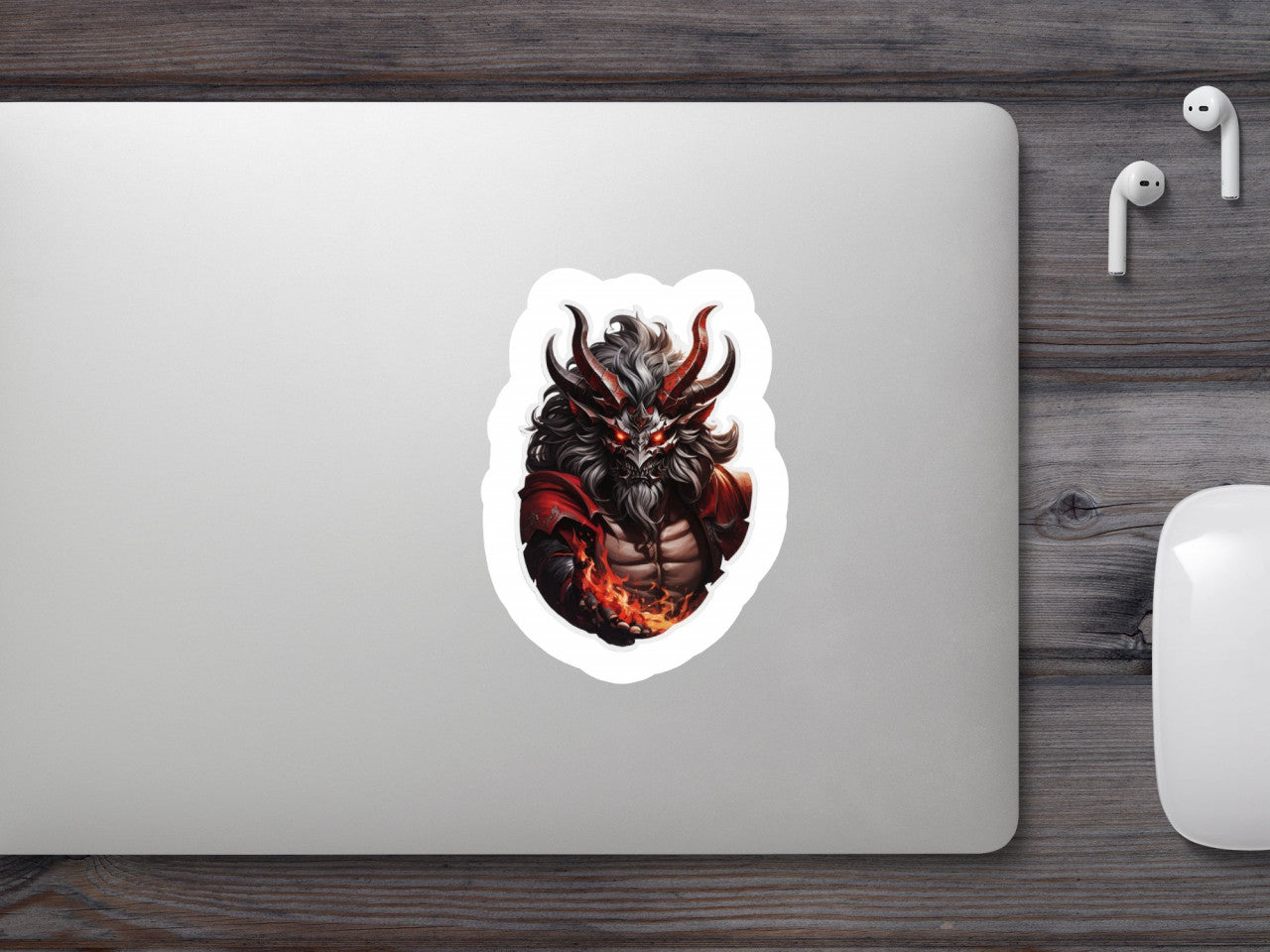 Set 3 bucati, Sticker decorativ, Demonul Asmodeus bust, Rezistent la apa, NO141, 6 cm, Multicolor
