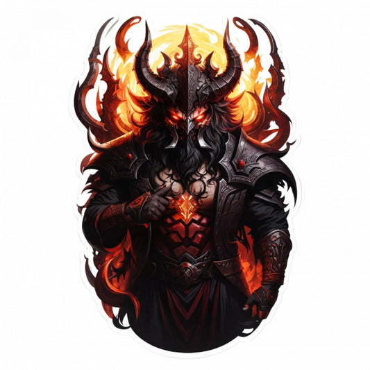 Set 3 bucati, Sticker decorativ, Demonul Asmodeus in armura, Rezistent la apa, NO139, 6 cm, Multicolor