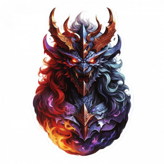 Set 3 bucati, Sticker decorativ, Demonul Astaroth bust, Rezistent la apa, NO136, 6 cm, Multicolor