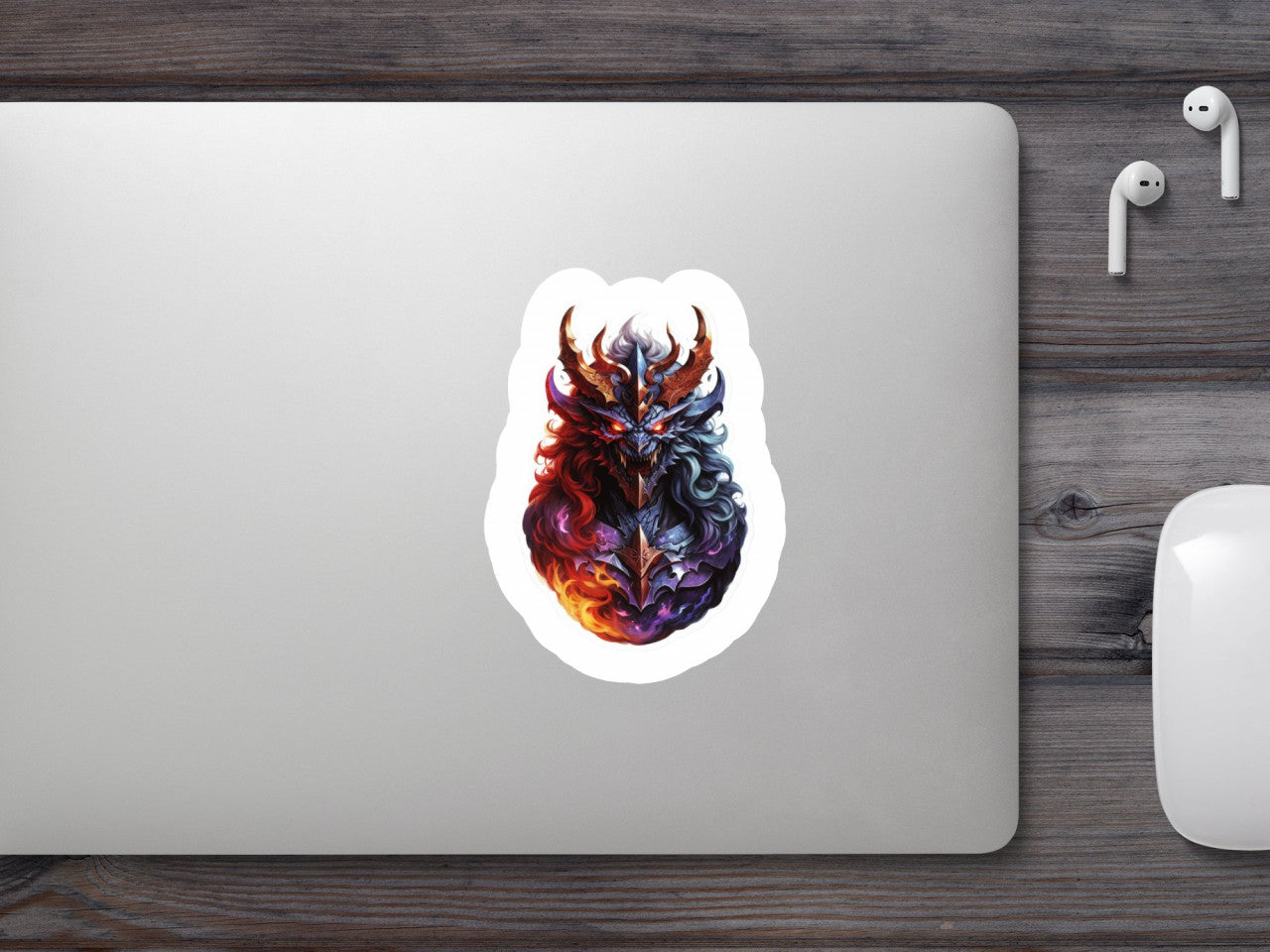 Set 3 bucati, Sticker decorativ, Demonul Astaroth bust, Rezistent la apa, NO136, 6 cm, Multicolor