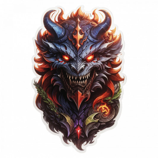 Set 3 bucati, Sticker decorativ, Demonul Astaroth cu colti si coarne, Rezistent la apa, NO135, 6 cm, Multicolor