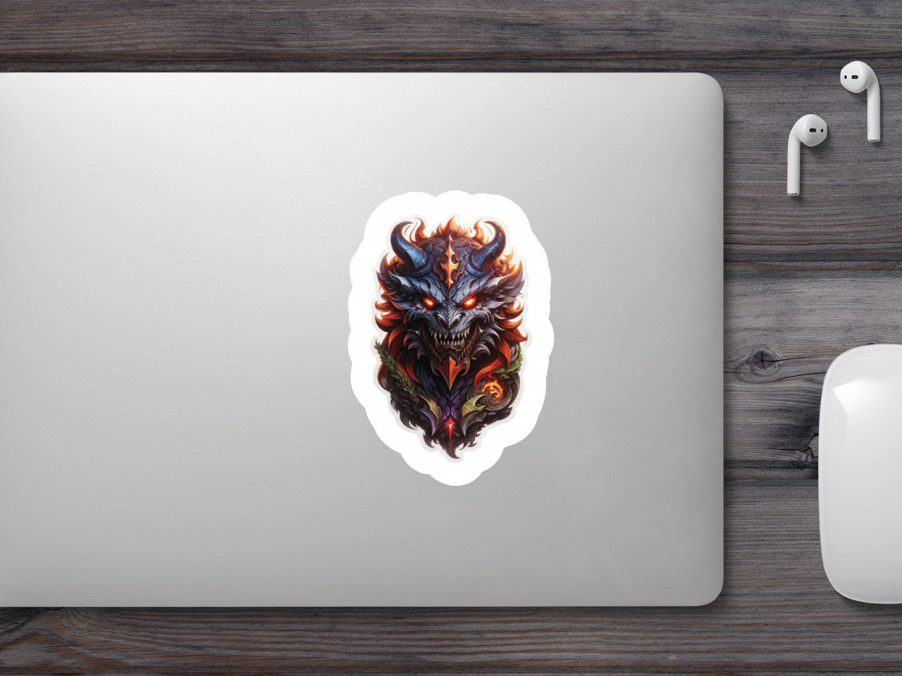 Set 3 bucati, Sticker decorativ, Demonul Astaroth cu colti si coarne, Rezistent la apa, NO135, 6 cm, Multicolor