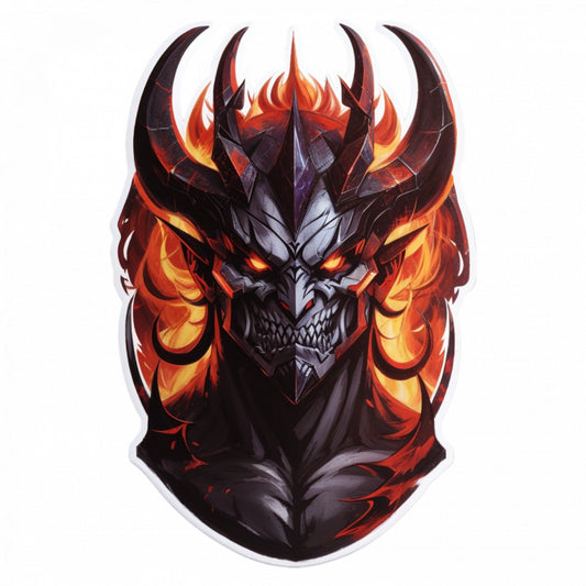 Set 3 bucati, Sticker decorativ, Demonul Azazel in flacari, Rezistent la apa, NO101, 6 cm, Multicolor