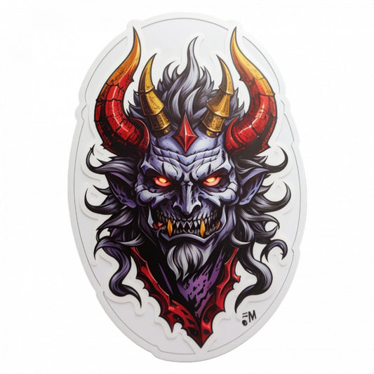 Set 3 bucati, Sticker decorativ, Demonul Beelzebub cu coarne, Rezistent la apa, NO64, 6 cm, Multicolor