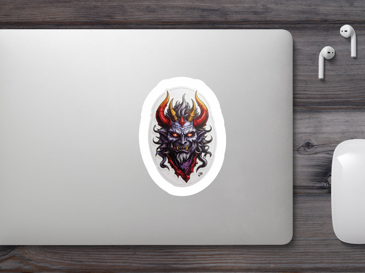 Set 3 bucati, Sticker decorativ, Demonul Beelzebub cu coarne, Rezistent la apa, NO64, 6 cm, Multicolor