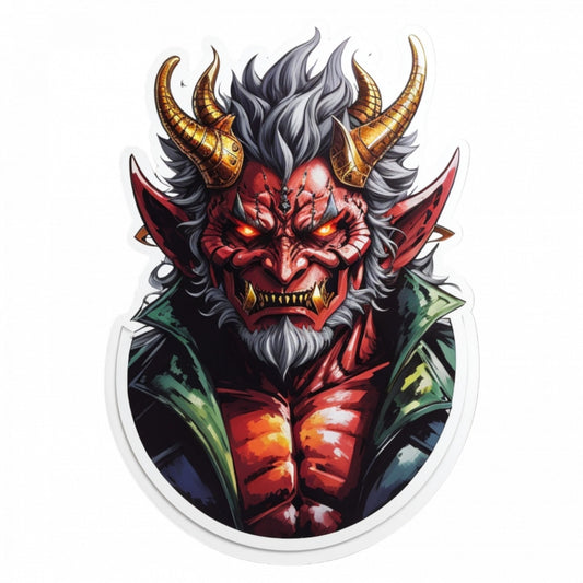 Set 3 bucati, Sticker decorativ, Demonul Beelzebub cu colti, Rezistent la apa, NO65, 6 cm, Multicolor