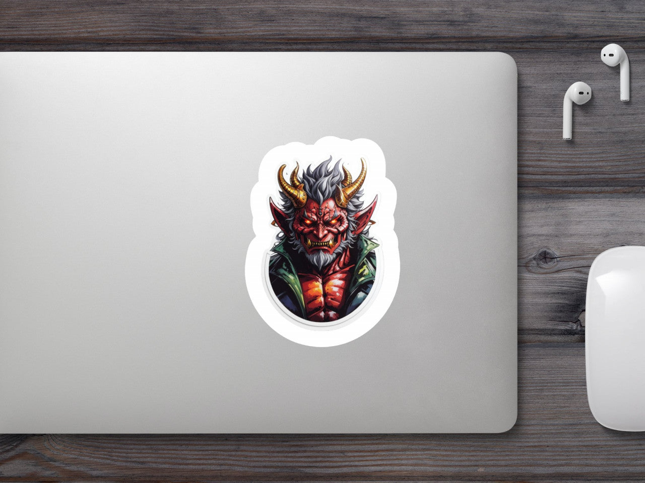Set 3 bucati, Sticker decorativ, Demonul Beelzebub cu colti, Rezistent la apa, NO65, 6 cm, Multicolor